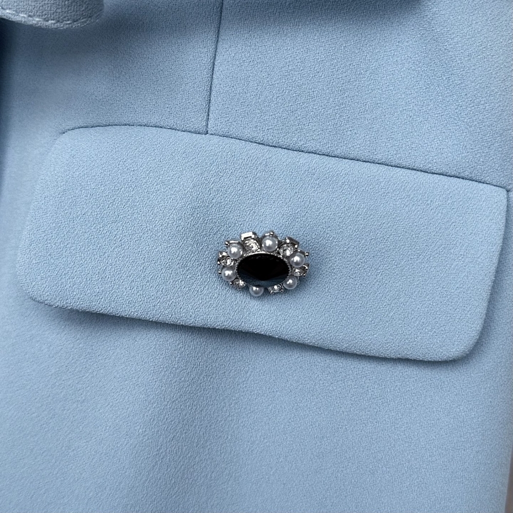 Self-Portrait Blue Crepe Button Midi Dress - Picture 11 of 14